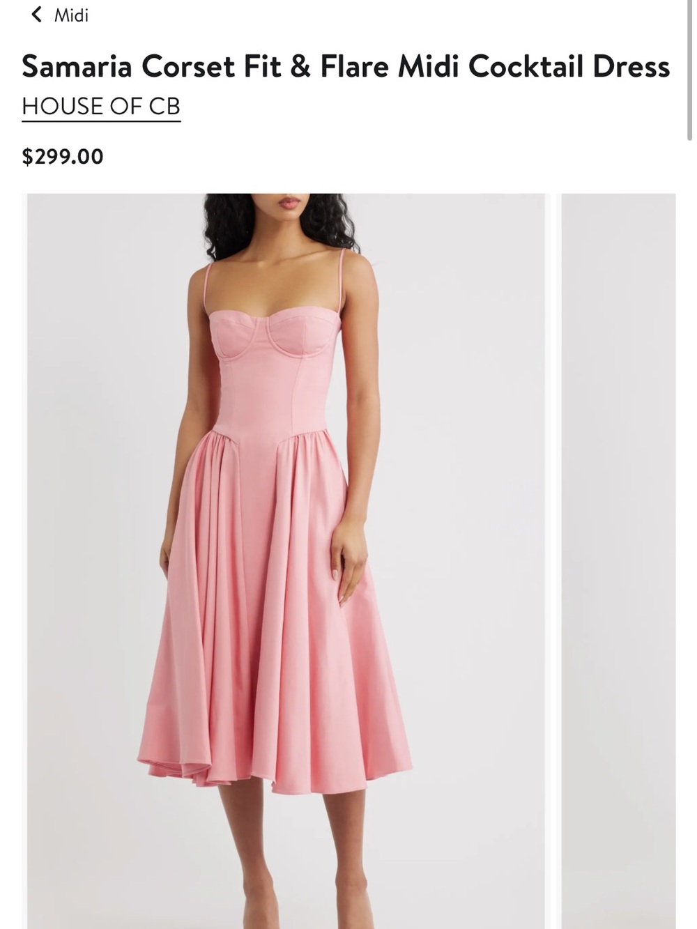 House of CB Raspberry Samaria Corset Fit & Flare Midi Cocktail Dress